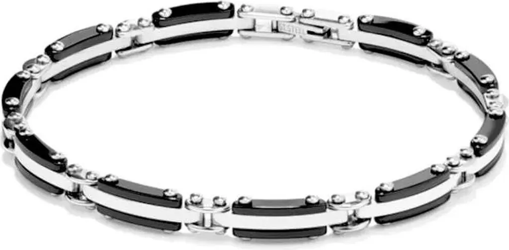 Bracelet homme noir et argent Radiant, bijou masculin tendance et chic
