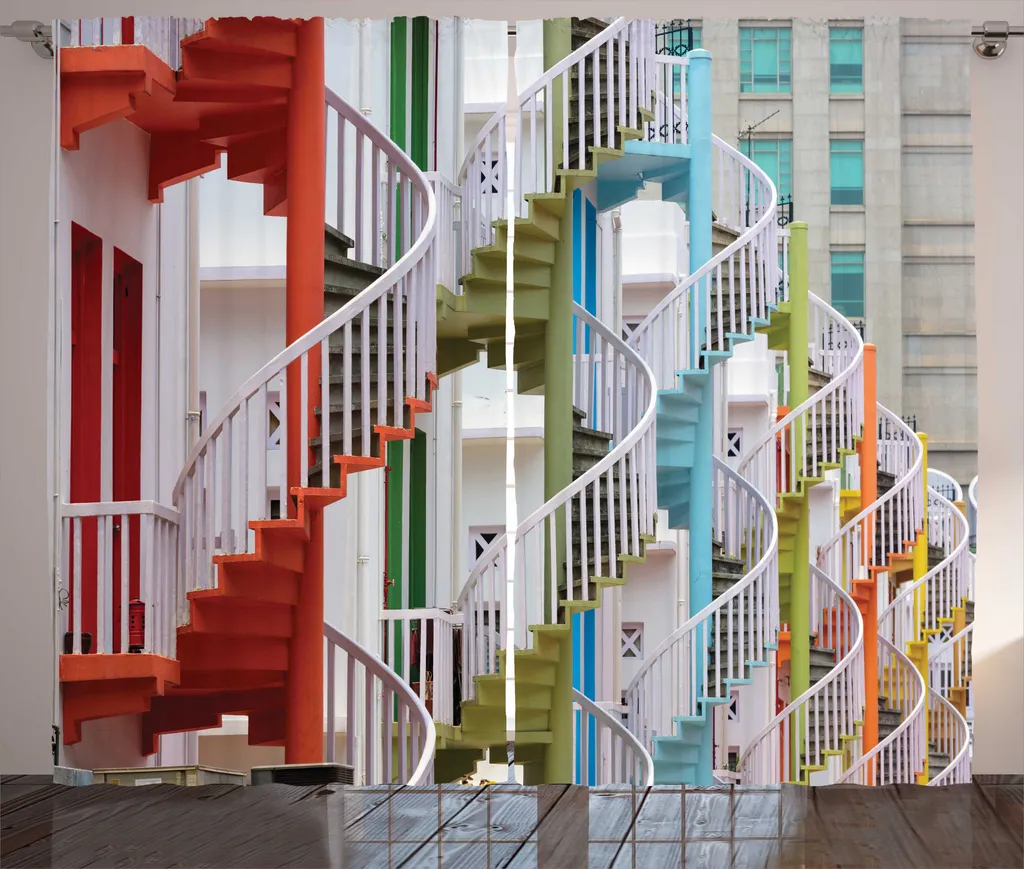 Rideau rustique ABAKUHAUS Escalier en colimaçon 280x225cm Multicolore