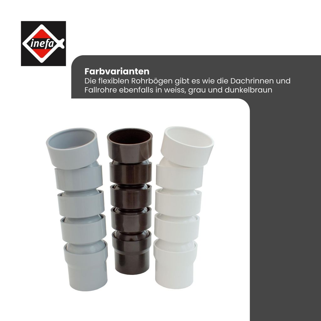 INEFA Flexibler Regenrohrbogen, PVC DN50 / 50mm 67-90 Grad, Produktbild 4