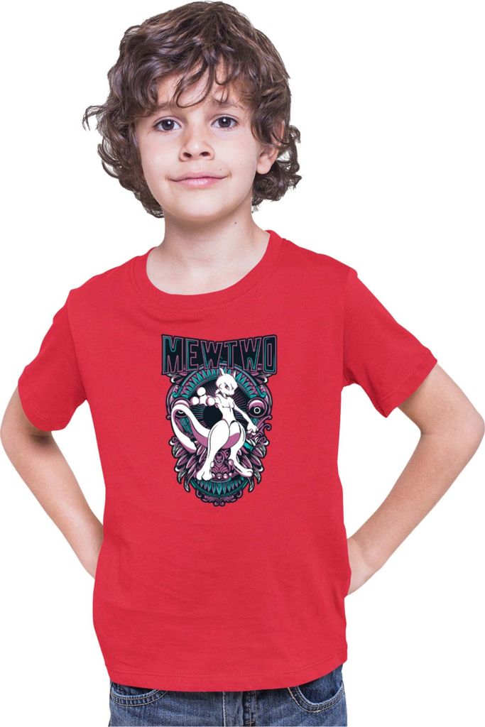 Kinder T-Shirt Japan Anime Manga Pokemon Mewtwo, 3-4 Jahr - 104 / Rot