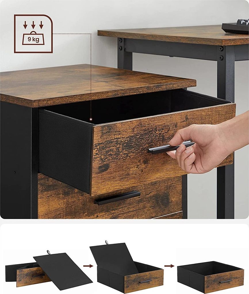 VASAGLE Aktenschrank Rollcontainer, Büroschrank, mit 3 Produktbild 3