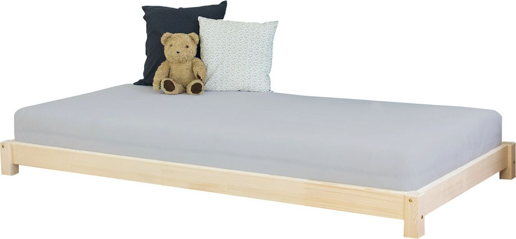 Children's Wooden Single Bed TEENY - Transparent oil - 80 x 180 cm