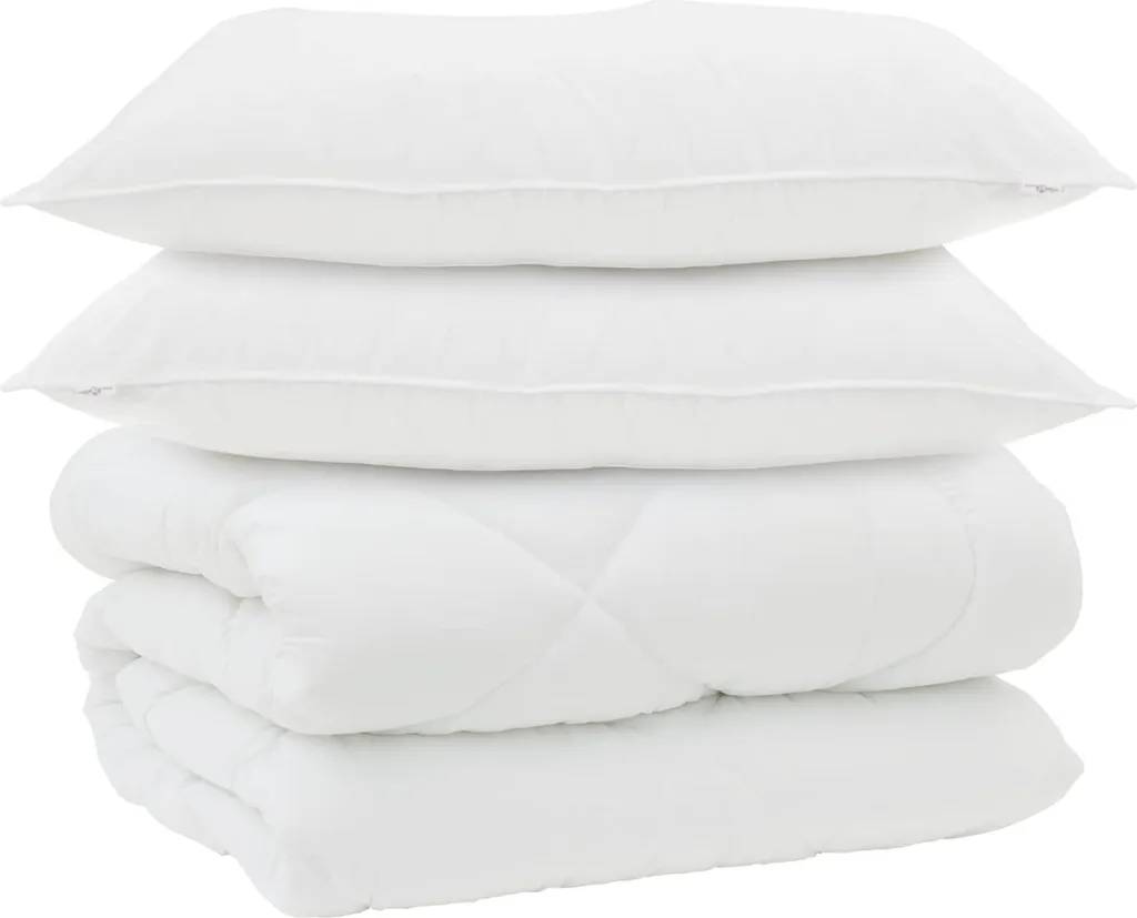 Set Piumino Matrimoniale Invernale vidaXL Bianco Microfibra 3 Pezzi