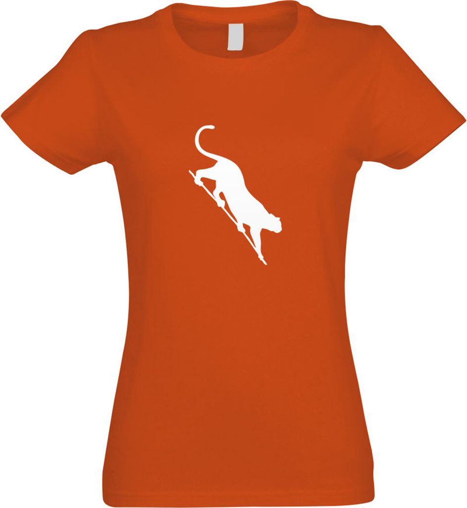 Kiwistar - T-Shirt tailliert - Damen - orange - Wildkatze - Panther - Leopard - mit Motiv Bedruckt - Funshirt Design - Sport - Freizeit - Damen - L