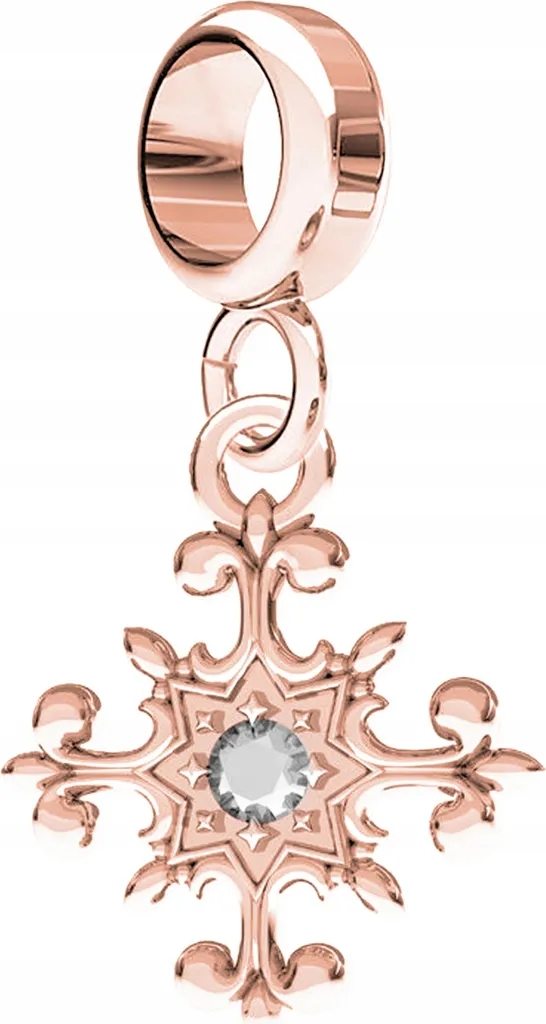 Charm Croce di Neve Argento 925 Placcato Oro e Zirconi | Gioielli Donna