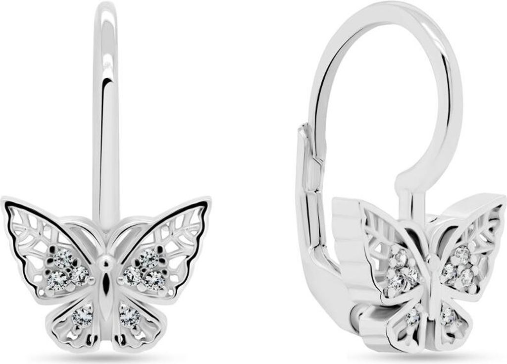Playful silver earrings butterflies EA252W