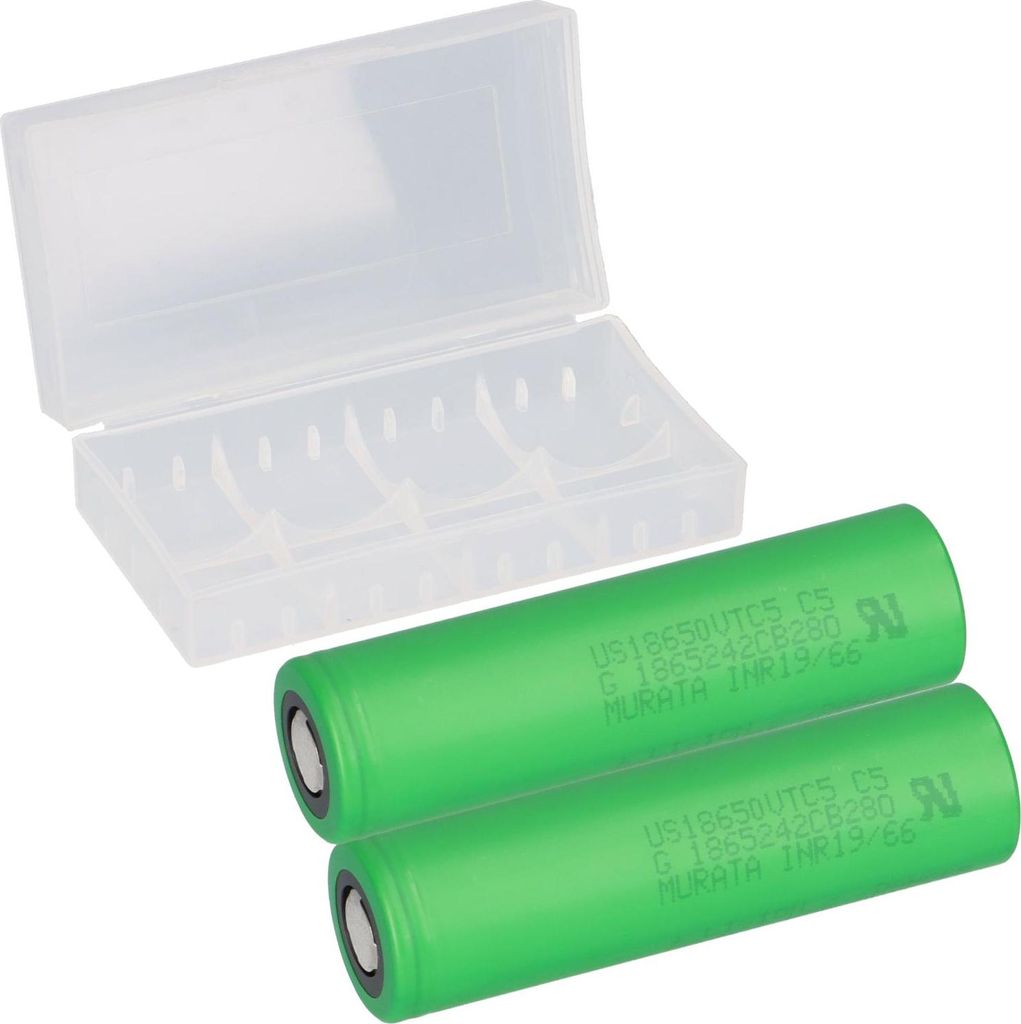 2x Murata Akku US 18650 VTC4 2100 mAh Akku + Box