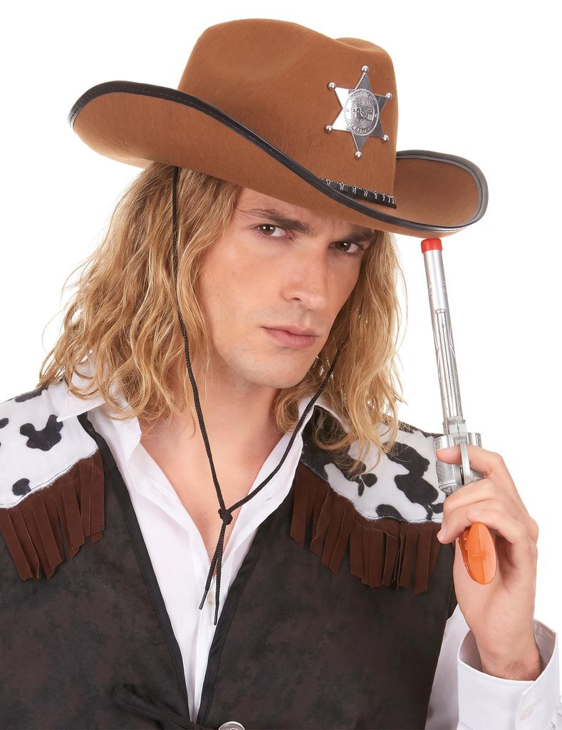 Sheriff Cowboy-Hut braun-schwarz - Einheitsgröße Produktbild  KI-generiertes Bild
