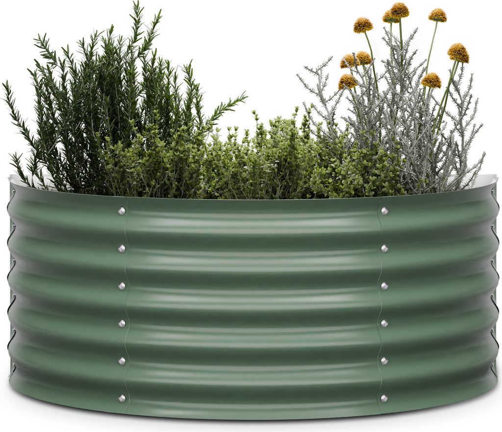 Blumfeldt High Grow Half Circle Hochbeet - Ergonomisches 200-l-Hochbeet aus Metall für den Garten, Rostfreier Galvalume-Stahl, 43 cm Höhe, Einfac...