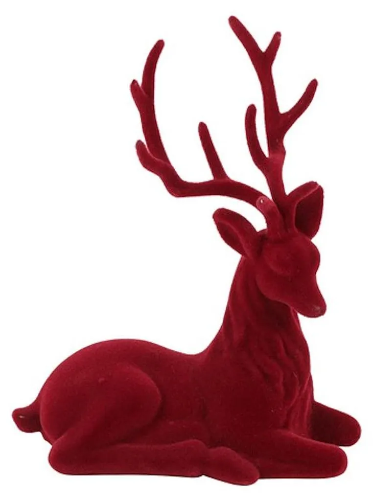 Cerf rouge pour décoration de Noël - Figurine idéale pied de sapin 24cm