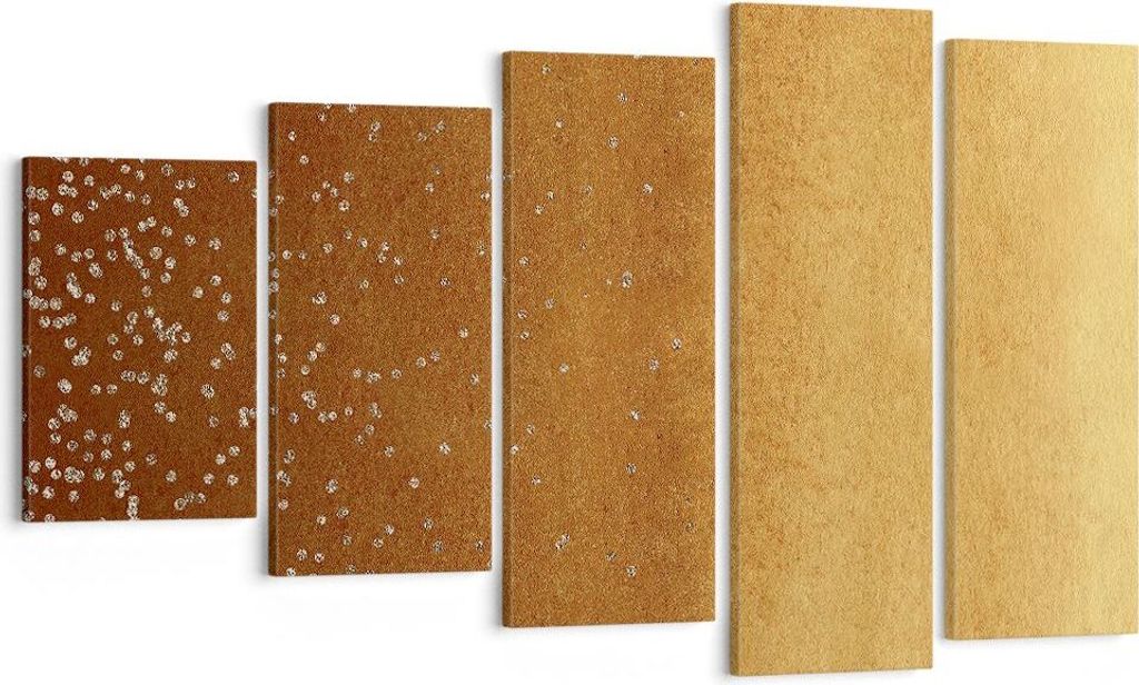 Bild auf Leinwand - Leinwandbild - 5 Teile - Abstraktion Bier Gelb - 100x60cm - Wand Bild - Wanddeko - Wandbilder - Leinwanddruck - Bilder - Wandde...