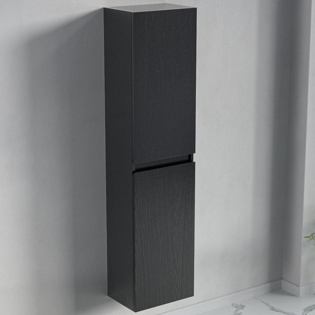 LOMAZOO Hochschrank - schwarzes Eichenholz - 35x27x140cm