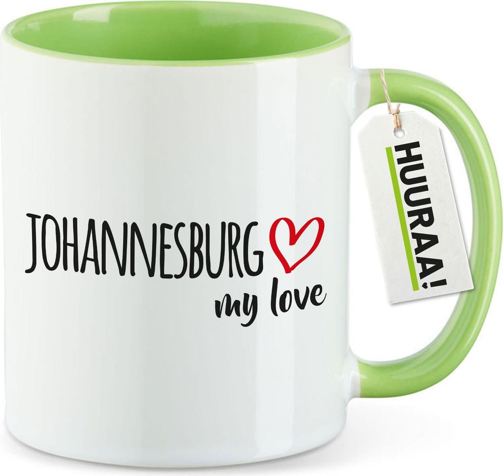 Huuraa Kaffeetasse Johannesburg my love 330ml Grün Keramik Kaffeebecher Geschenkidee