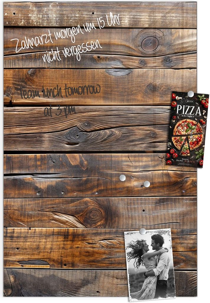 Magnettafel 40x60cm Pinnwand Whiteboard beschreibbar - Holzmaserung