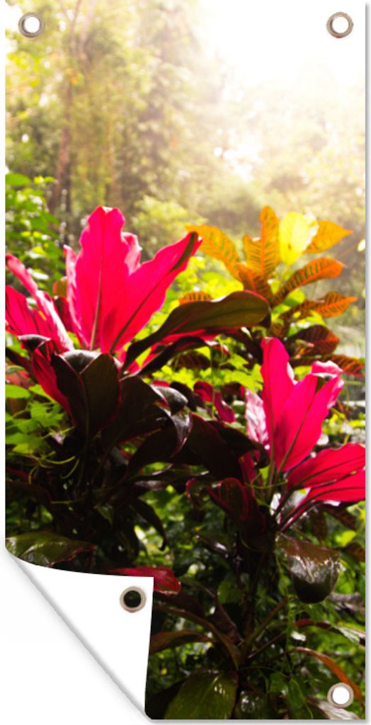 MuchoWow 30x60 cm Outdoor-Poster Gartendeko Sichtschutz Garten Poster für den Garten Schöne Blumen inmitten des Dschungels