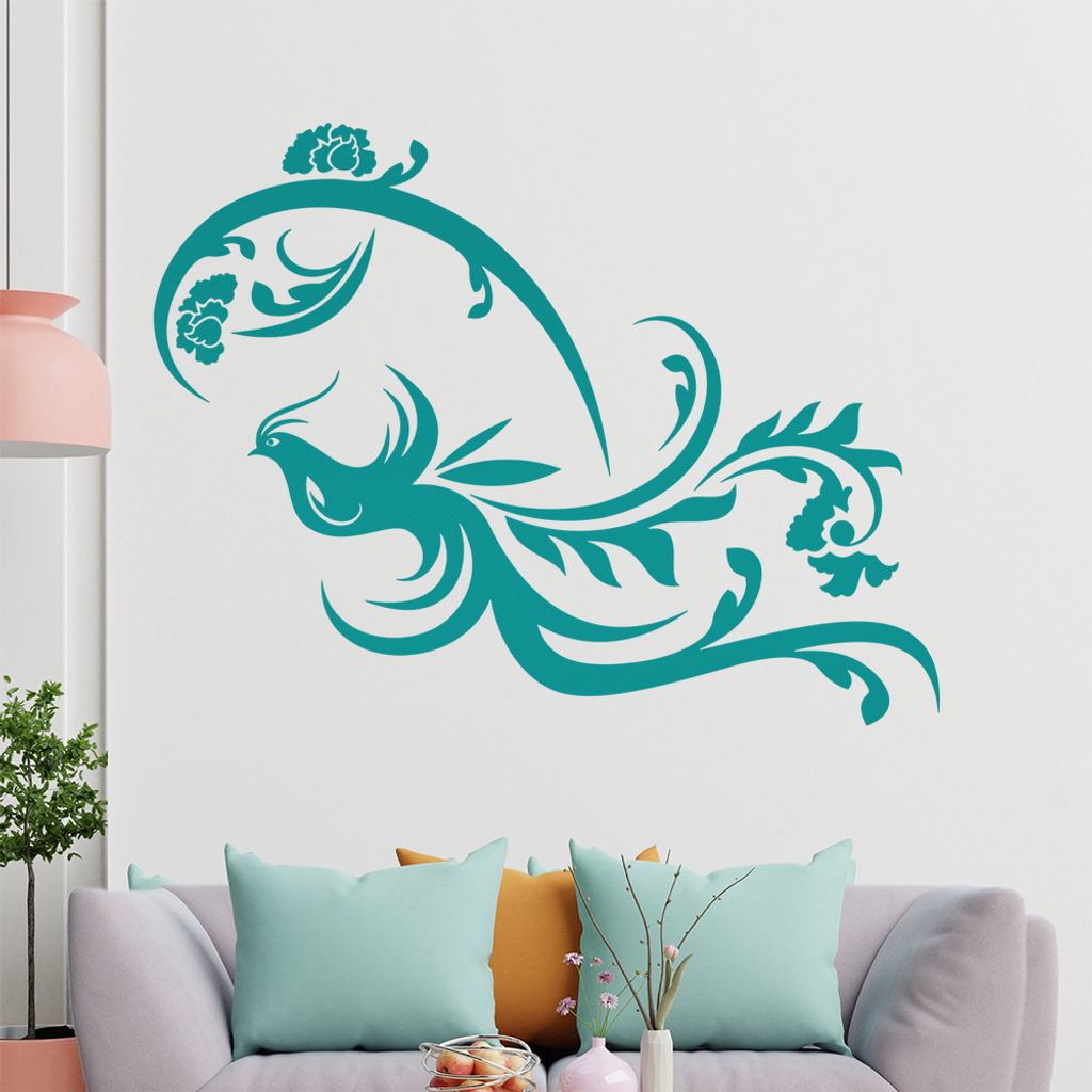 Fasan Ranke Tribal Wandtattoo in 6 Größen - Wandaufkleber Wall Sticker - Dekoration, Küche, Wohnzimmer, Schlafzimmer, Badezimmer