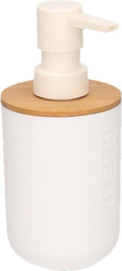 Seifenpumpe/Spender - weis - Bambus - 300 ml - Kuche/Badezimmer
