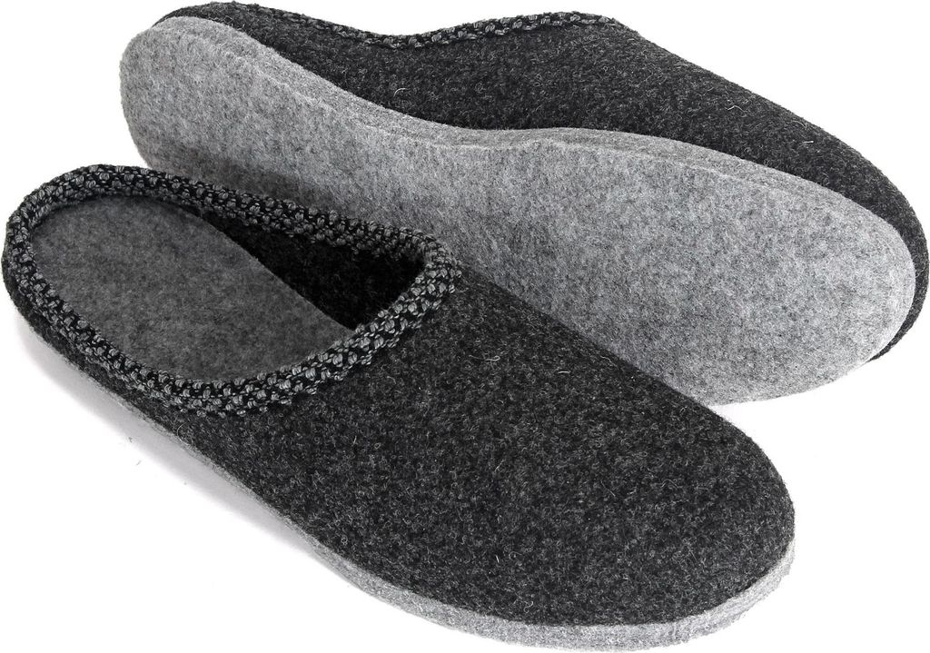 PANTOFFELMANN Walk-Filzpantoffel Herren Damen Filz Hausschuhe warme leichte Hauspantoffel Filzlatschen anthrazit 43/44