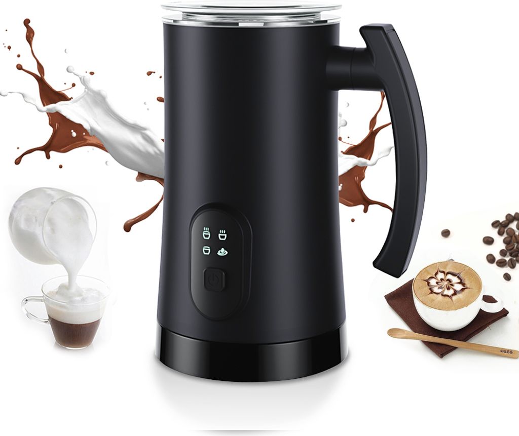 Abnehmbarer Milchaufschaeumer, 350 ml, elektrischer Milchaufschaeumer und Dampfgarer mit Touch-Steuerung, 400 W, 4-in-1-Heiss-/Kaltschaumbereiter f...