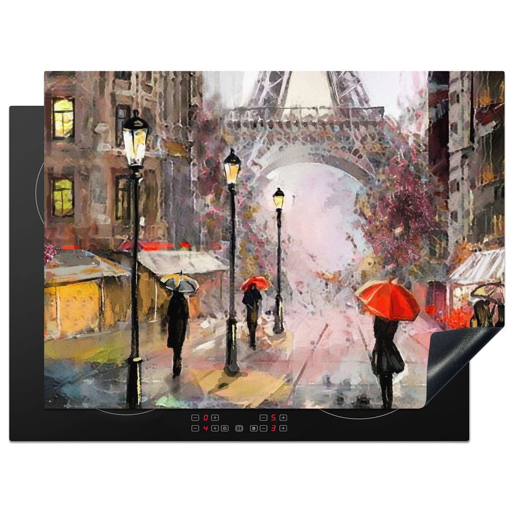KitchenYeah Herdabdeckplatte Paris - Stadt - Farben - Eiffelturm , 70x52cm, Küche Deko, Glaskeramikkochfeld Herdabdeckung, Abdeckplatte fùr Koc...