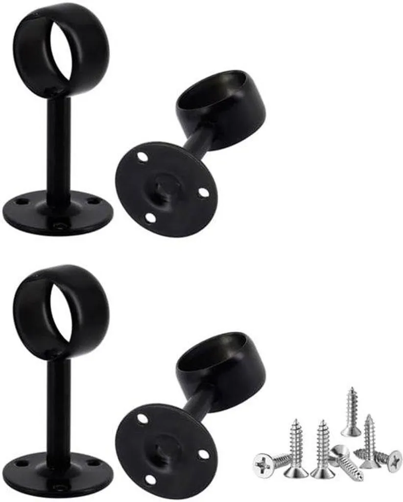 Supports noirs pour rideaux de toit fixation murale robuste - Lot de 4