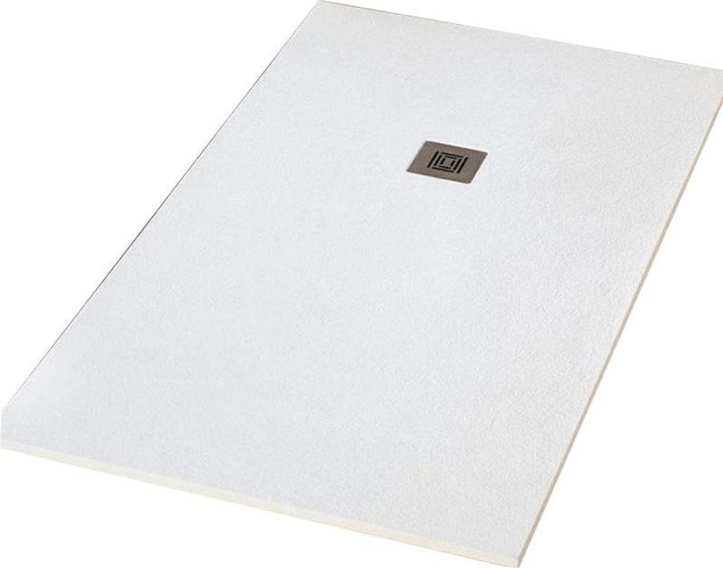 Duschwanne extra flach LOGIC Schieferoptik WEISS 80 x 90 cm