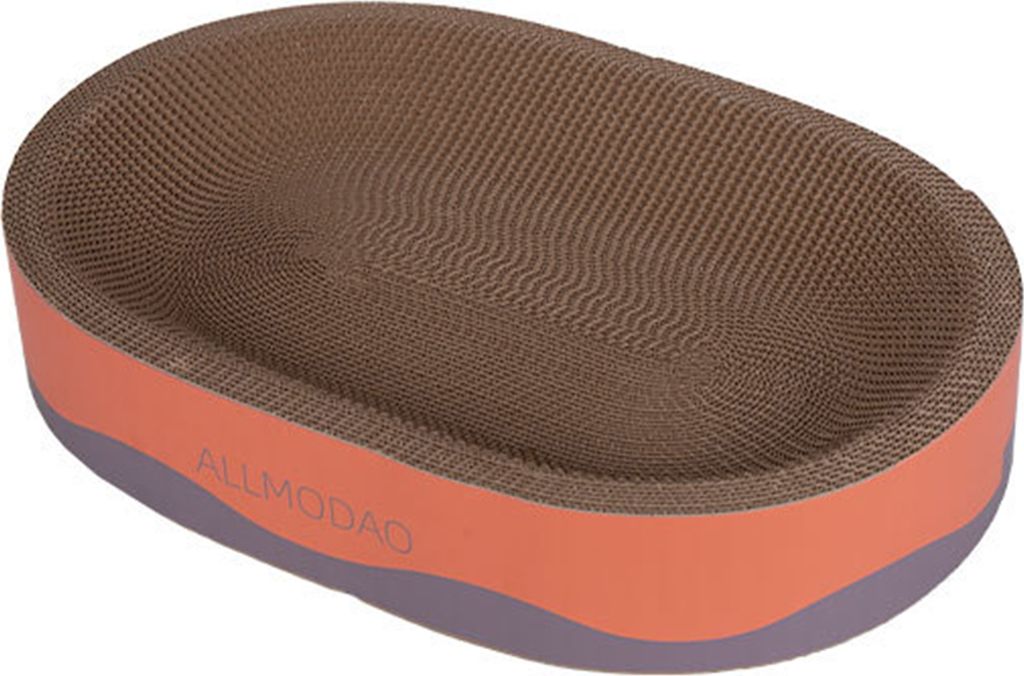 Katzenkratzbrett, ovales Katzenkratzbett aus Karton, große Katzenschleifklauen-Lounge, Kratzpad, Schüssel für Hauskatzen