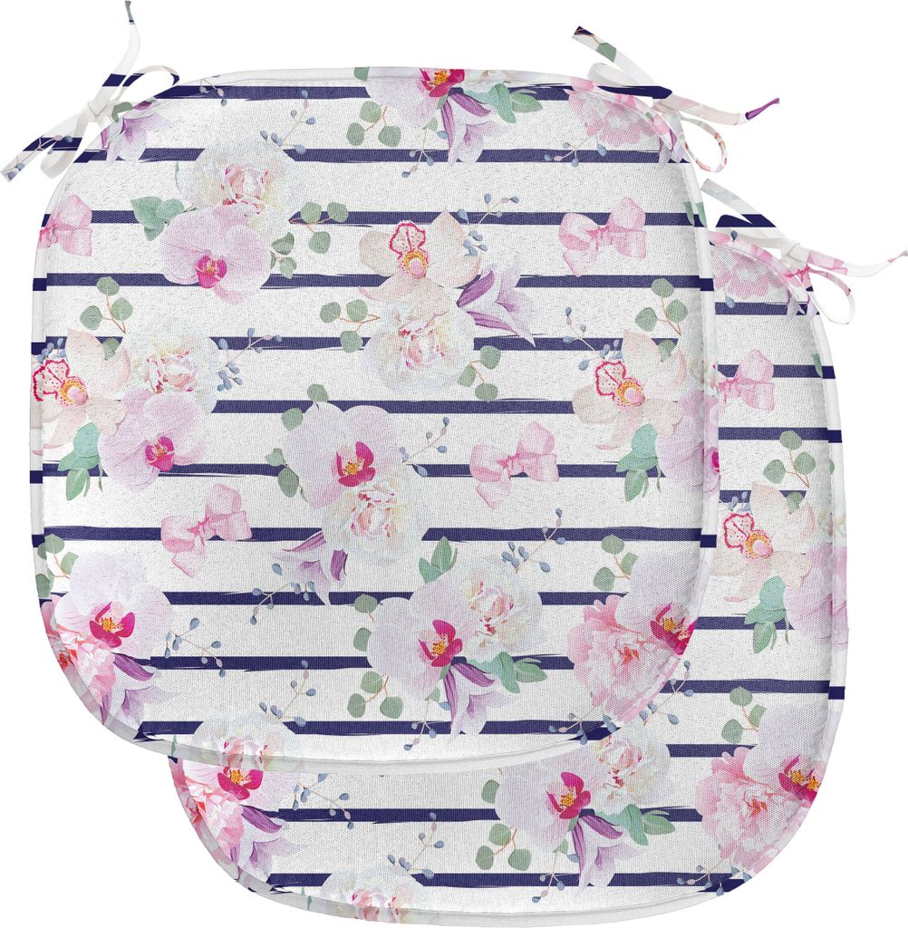 ABAKUHAUS Lila und Blush Polster für Esszimmerstühle, Soft-Bouquets, Dekoratives wasserfestes Kissen mit Riemen für Küchensitze, 40 cm x 40 cm-...