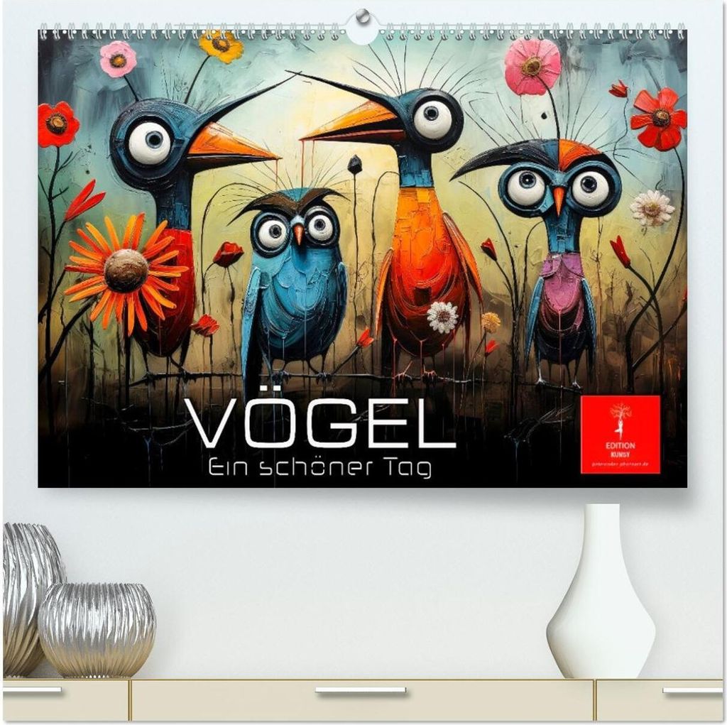 Vögel - ein schöner Tag (hochwertiger Premium Wandkalender 2026 DIN A2 quer), Kunstdruck in Hochglanz