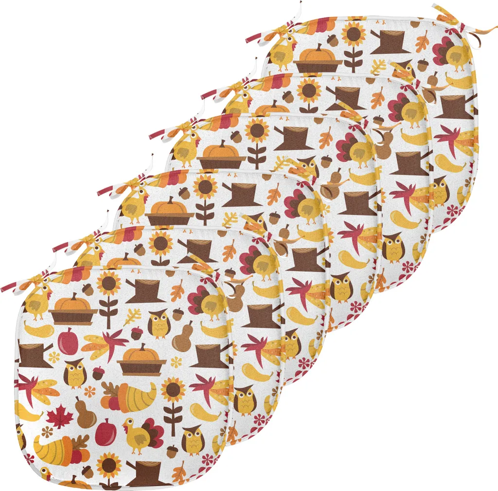 Coussin de chaise antidérapant et lavable lot de 6 décor d'automne