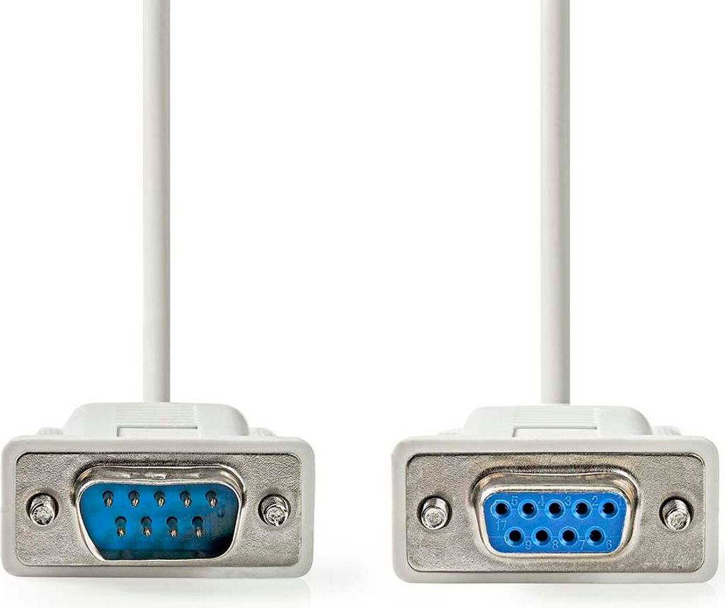 Nedis Serielles Kabel - D-SUB 9-Pin Stecker - D-SUB 9-Pin-Buchse - Vernickelt - 2.00 m - Rund - PVC - Elfenbein - Label
