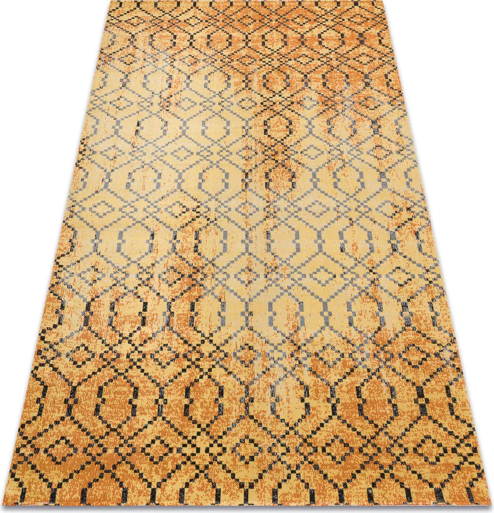 Tapis de balcon moderne orange et noir MUNDO D5751 robuste 180x270cm