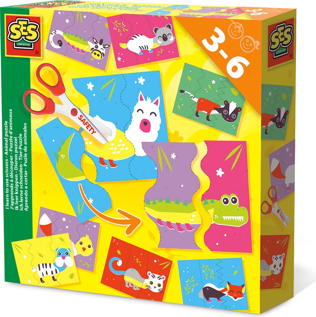 SES Creative 14647 ich lerne schneiden Tier Puzzle inkl. Kinder Schere Bastel Set Neu