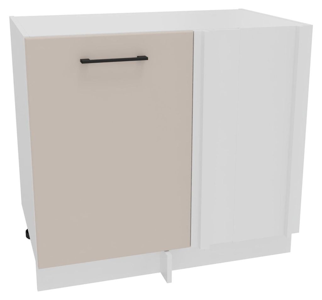 Küchenunterschrank 90 cm - Beige matt - Eckküchenschrank - ohne Arbeitsplatte - Soft-Close-System