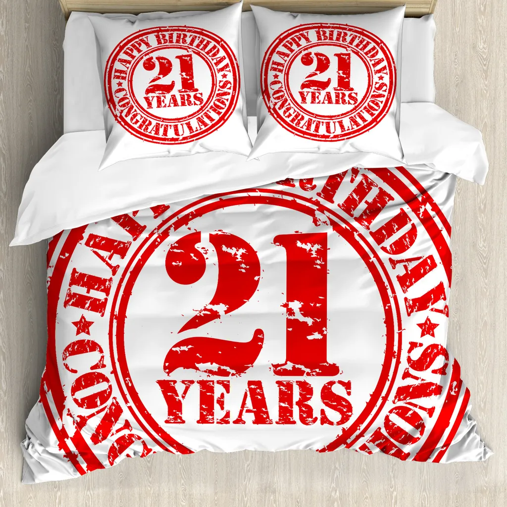 Copripiumino Rosso Bianco 21 Compleanno ABAKUHAUS 155x220 Design