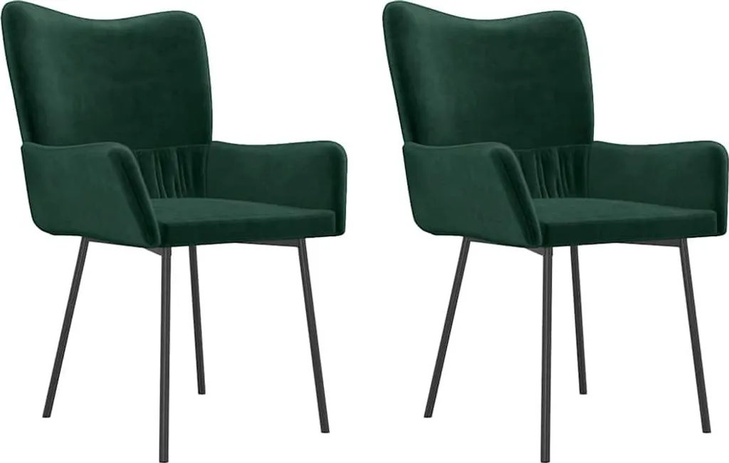 Set 2 Sedie Velluto Verde Scuro vidaXL | Look Glamour per Sala da Pranzo