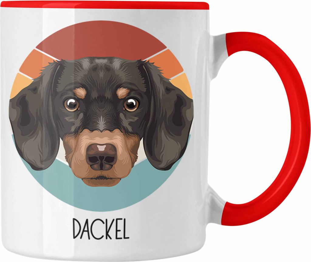 Trendation - Dackel Besitzer Tasse Geschenk Lustiger Spruch Geschenkidee Dackel Mama Papa (Rot)