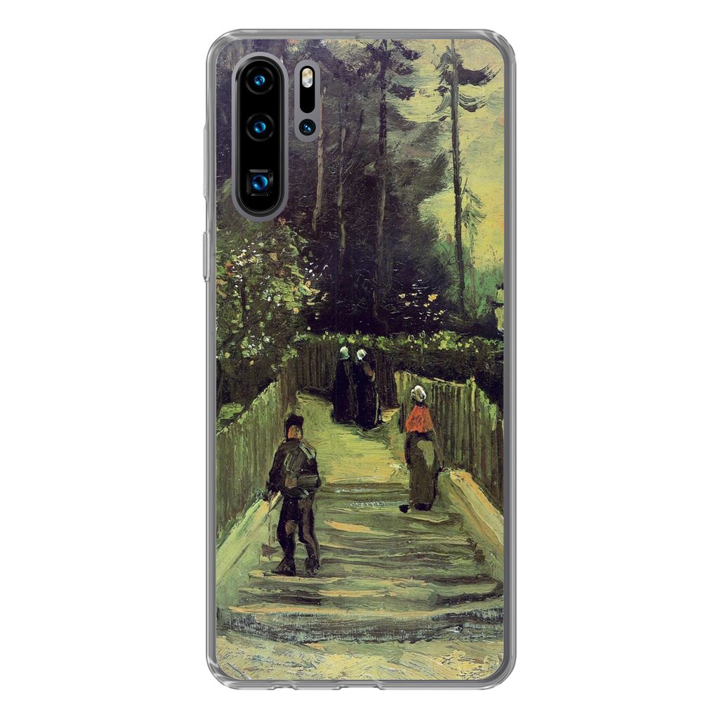 MuchoWow Handyhülle Schutzhülle Hülle für Huawei P30 Pro Schräger Weg in Montmartre - Vincent van Gogh Silikon Softcase Handy Hülle - Schut...