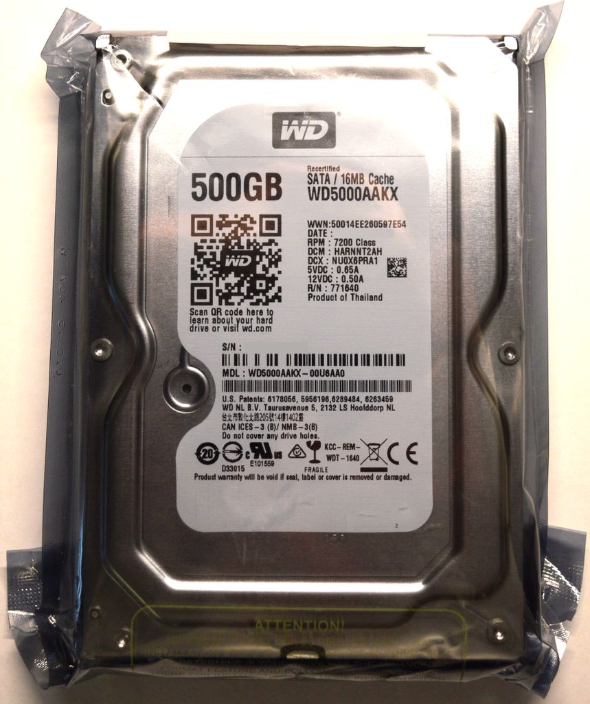 Western Digital WD5000AAKX Blue 500GB interne Festplatte (8,9 cm (3,5 Zoll), 7200rpm, SATA 6 Gb/s, 16MB Cache)