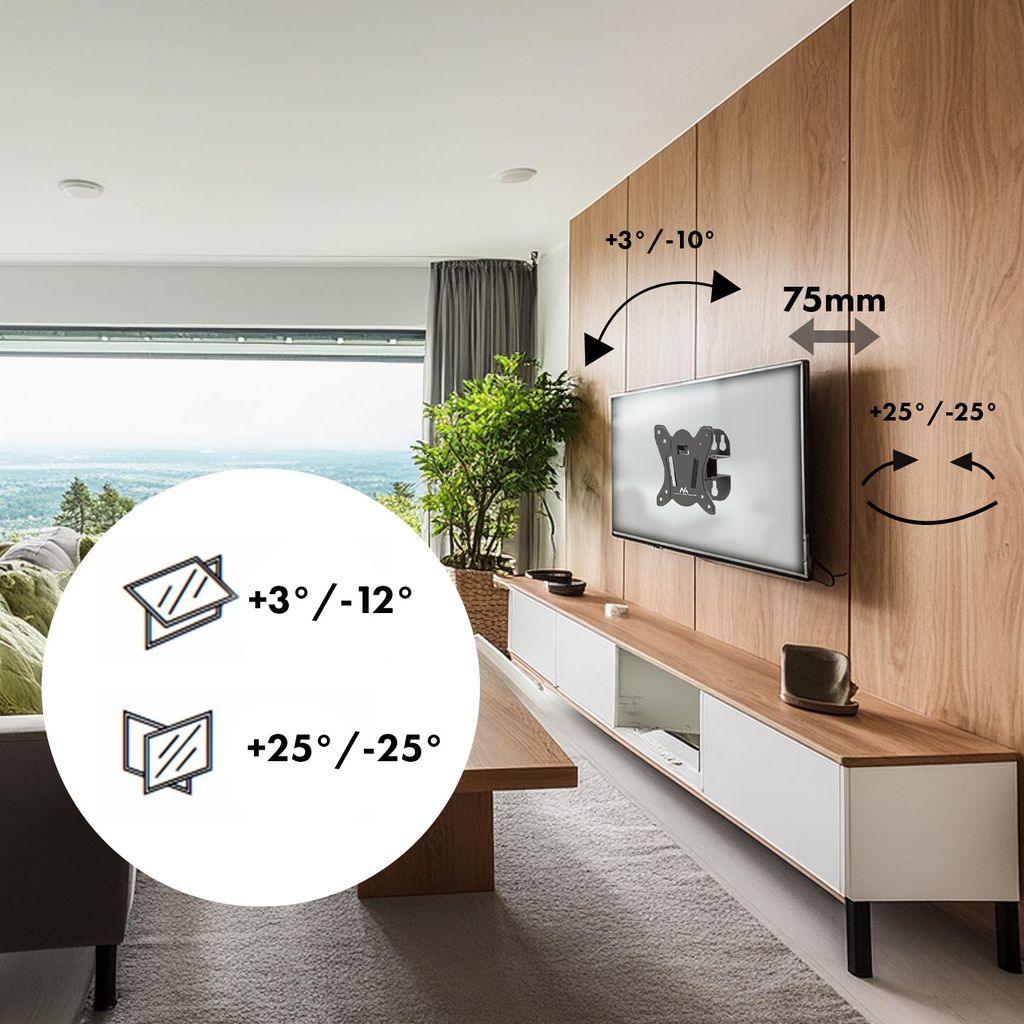 Maclean TV Wandhalterung Für 13-32 Zoll - Neigbar Und Schwenkbar Bis 30kg, VESA 100x100