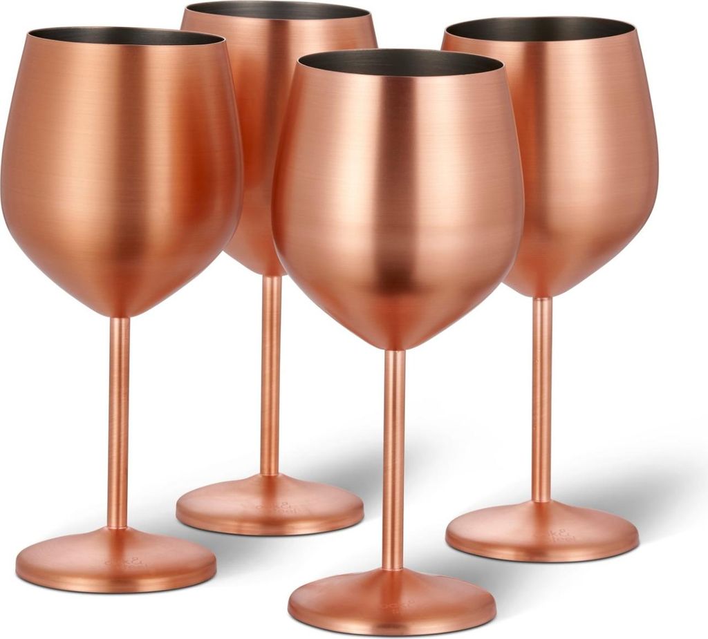 Oak & Steel Edelstahl Weingläser Roségold Matt 4er-Set