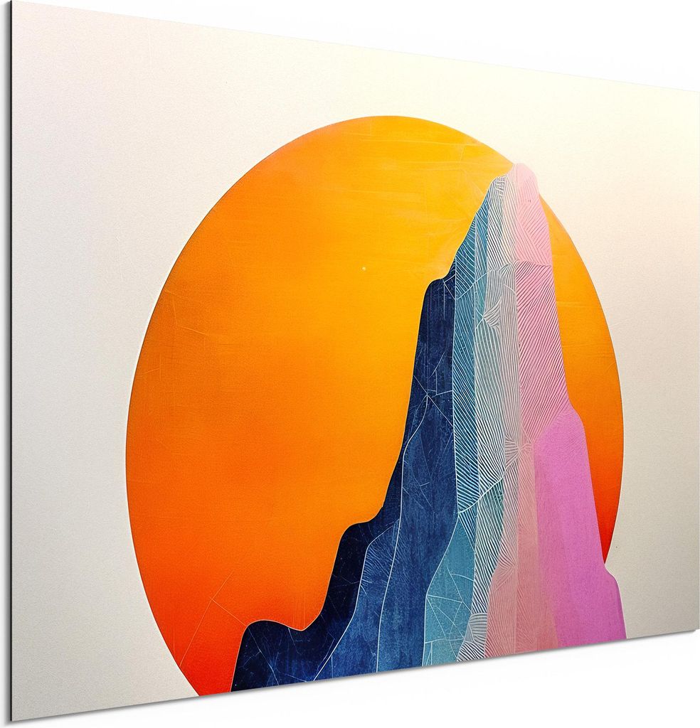 DEQORI Alu-Dibond Bild Weiß 60x40 cm 'Farbschichten der Höhe' Wandbild Metall dünn Design