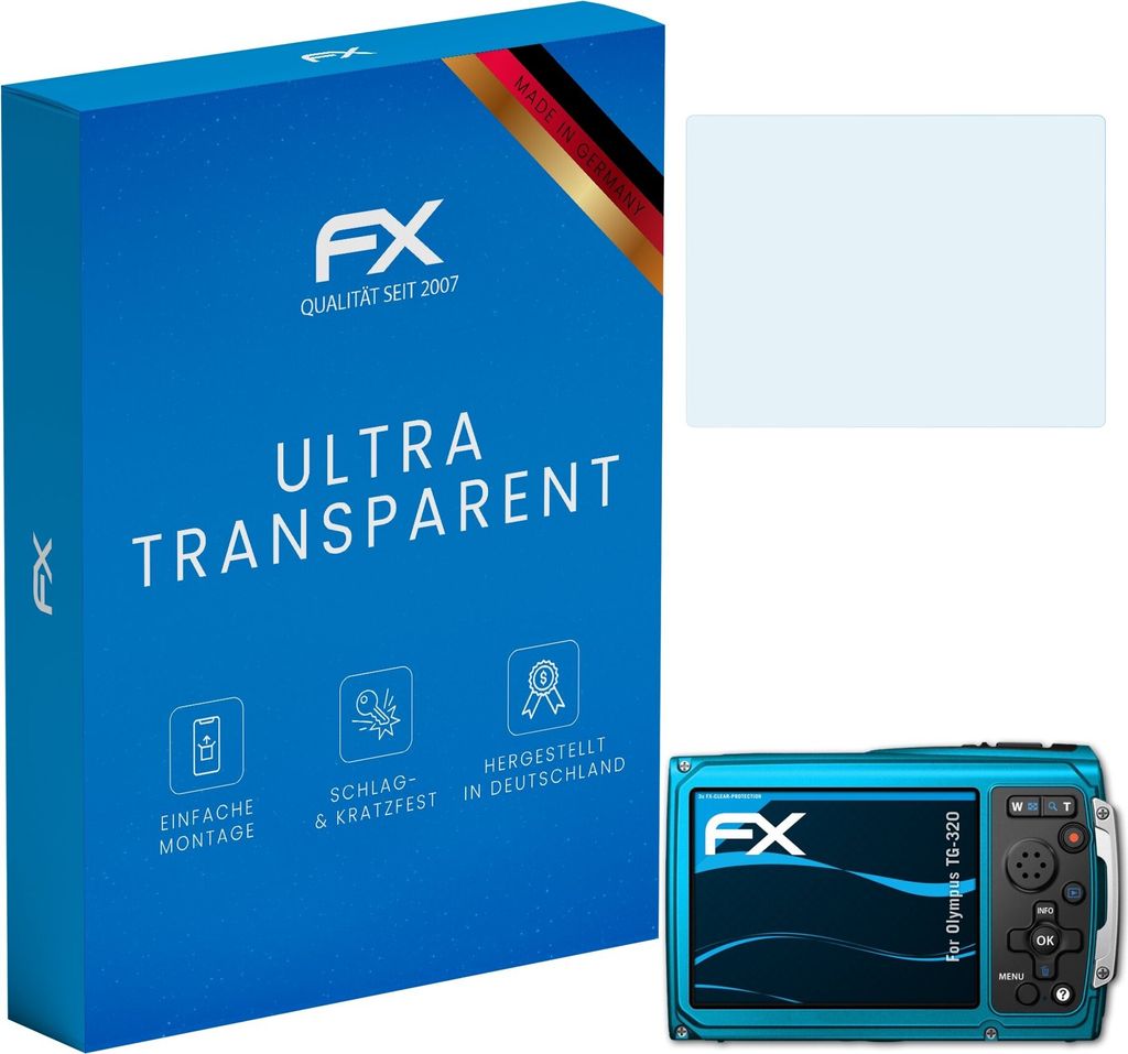 atFoliX FX-Clear 3x Schutzfolie kompatibel mit Olympus TG-320 Displayschutzfolie