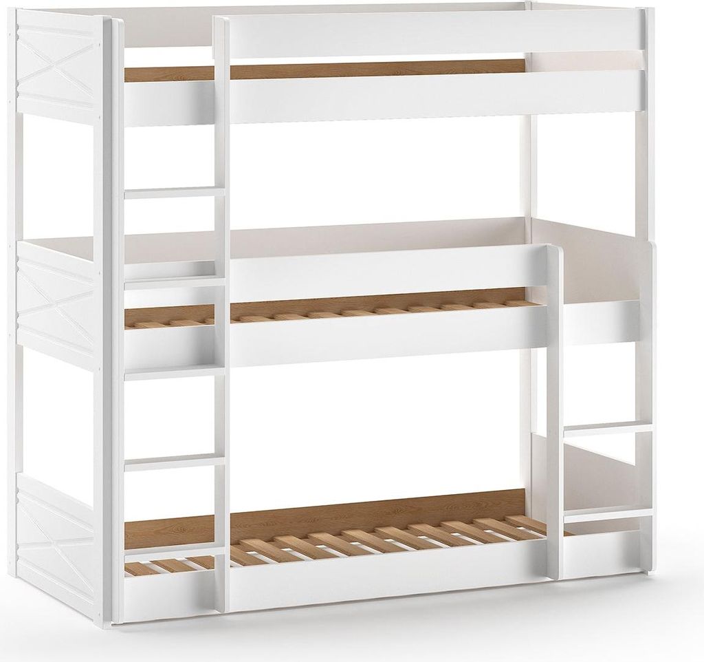 FURNLUX Bunk Bed Scott White 90x200cm / Hauptfarbe: Weiß / Abmessungen: 106 x 207 x 200 cm