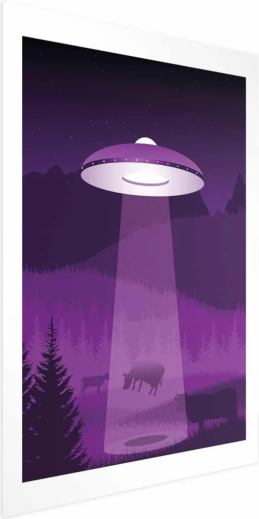 Poster Artistico UFO 60x90 - Arredo Parete Moderno Senza Cornice