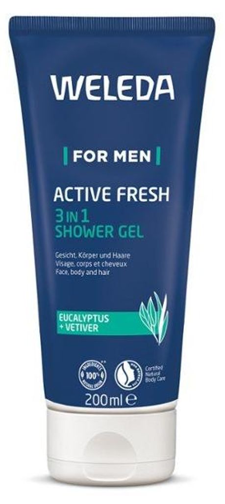 WELEDA 3-in-1 ACTIVE FRESH Duschgel für Männer mit Produktbild 