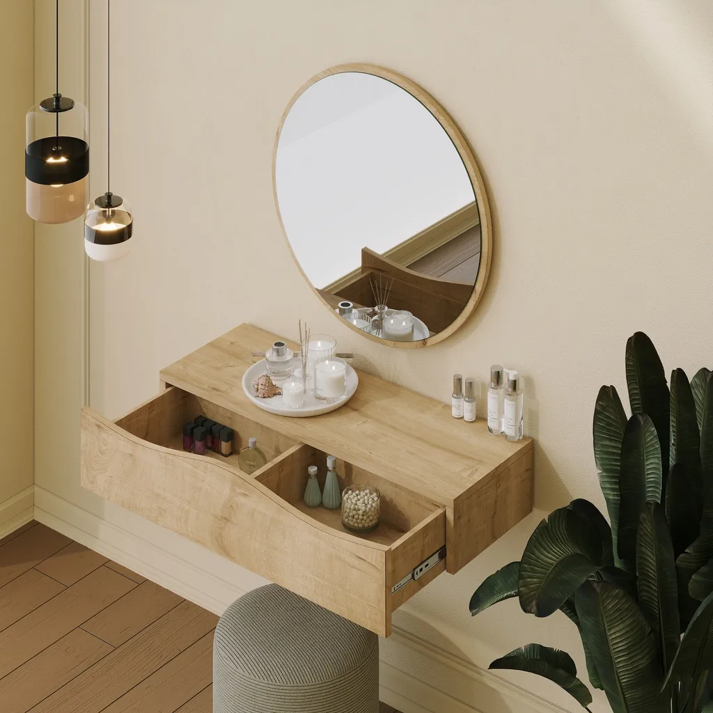 Commode en mélaminé haute qualité Princesse Oak finition chêne clair