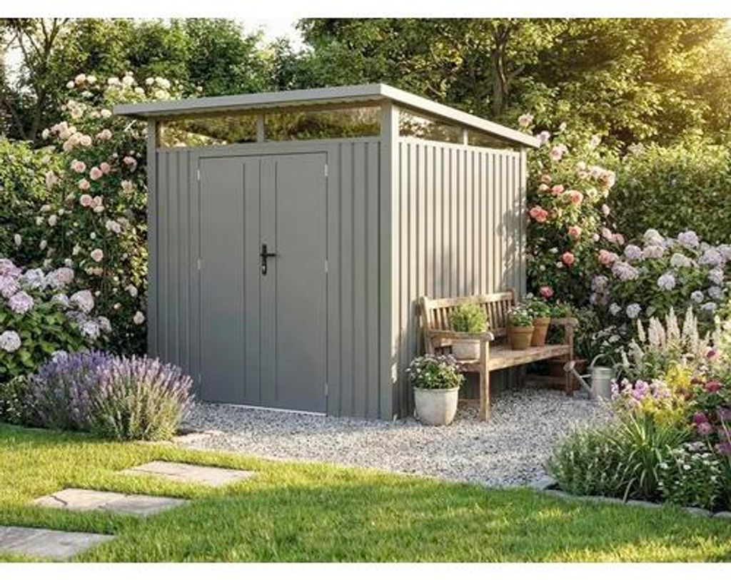 Gartenhaus Konsta Fusio S mit Oberlicht 225 x 253 cm grau-aluminium