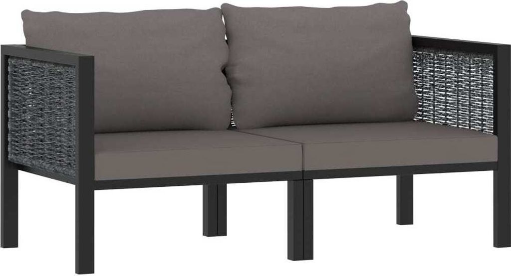 2-Sitzer-Sofa mit Auflage Anthrazit Poly Rattan