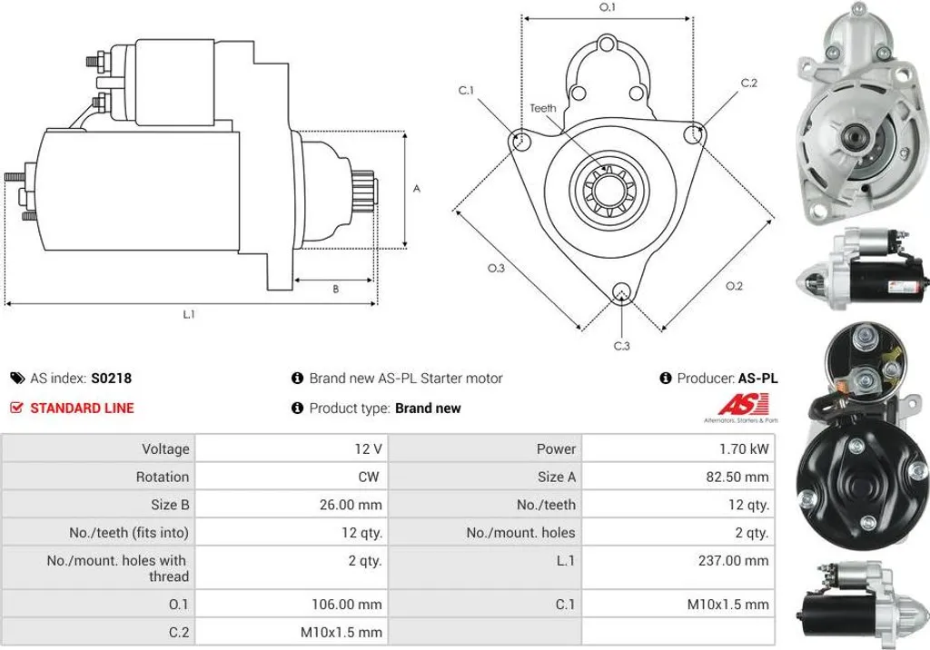 AS-PL S0224 Motorino avviamento - AUTODOC